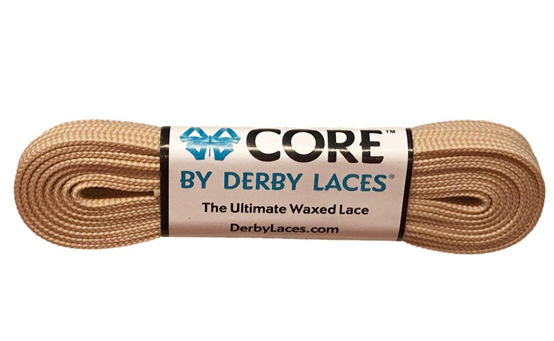 Derby Laces CORE Narrow 6mm Waxed Lace for Figure Skates, Roller Skates, Boots, and Regular Shoes (Tan, 54 Inch / 137 cm)
